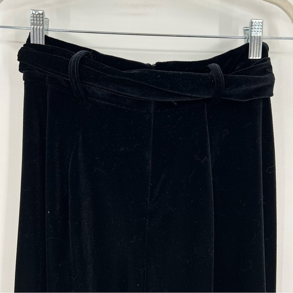 Vtg Cache Black Velvet Wide Leg Belted Pants Size 6 USA Made Elegant Evening - Picture 5 of 7